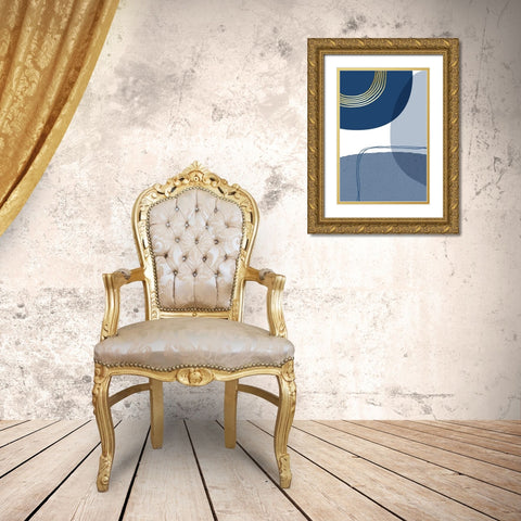 Mid Century Modern Lines 1 Gold Ornate Wood Framed Art Print with Double Matting by Urban Epiphany