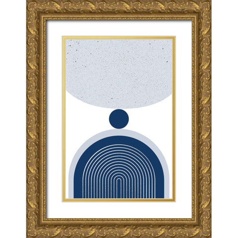 Mid Century Modern Navy Silver 1 Gold Ornate Wood Framed Art Print with Double Matting by Urban Epiphany