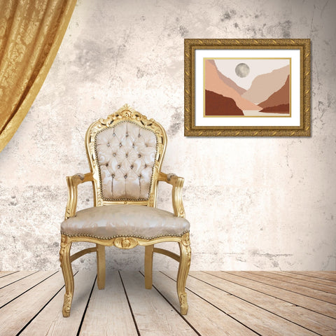 Mid Century Boho Landscape Gold Ornate Wood Framed Art Print with Double Matting by Urban Epiphany