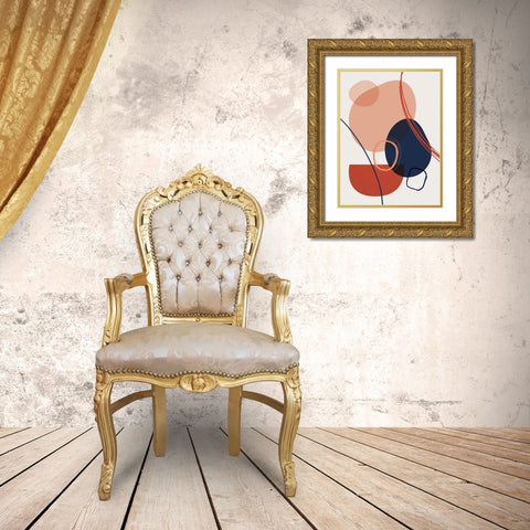 Abstract Red Clay 2 Gold Ornate Wood Framed Art Print with Double Matting by Urban Epiphany