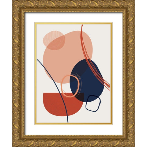 Abstract Red Clay 2 Gold Ornate Wood Framed Art Print with Double Matting by Urban Epiphany