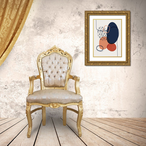 Abstract Red Clay 3 Gold Ornate Wood Framed Art Print with Double Matting by Urban Epiphany