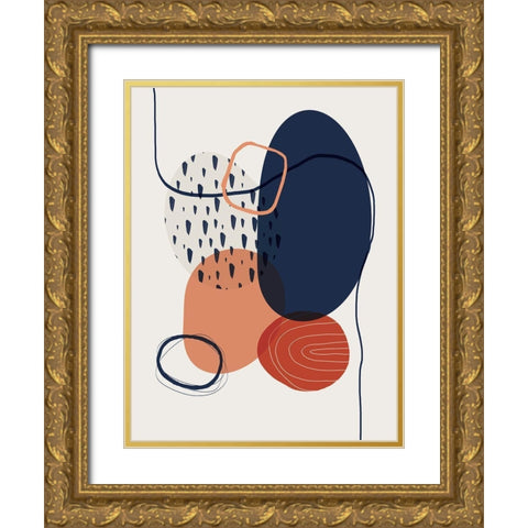 Abstract Red Clay 3 Gold Ornate Wood Framed Art Print with Double Matting by Urban Epiphany