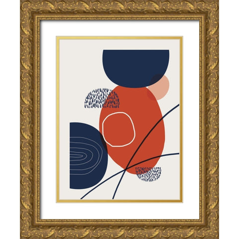 Abstract Red Clay 4 Gold Ornate Wood Framed Art Print with Double Matting by Urban Epiphany