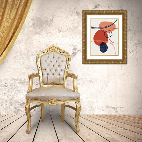 Abstract Red Clay 5 Gold Ornate Wood Framed Art Print with Double Matting by Urban Epiphany