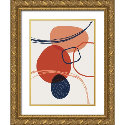Abstract Red Clay 5 Gold Ornate Wood Framed Art Print with Double Matting by Urban Epiphany