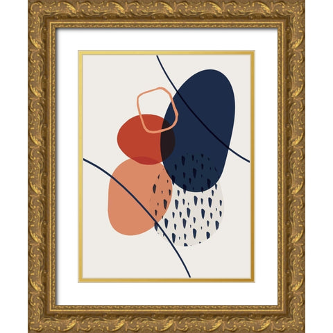 Abstract Red Clay 6 Gold Ornate Wood Framed Art Print with Double Matting by Urban Epiphany