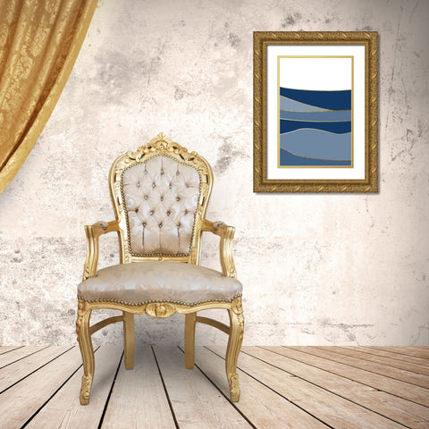 Navy Gold Landscape 3 Gold Ornate Wood Framed Art Print with Double Matting by Urban Epiphany