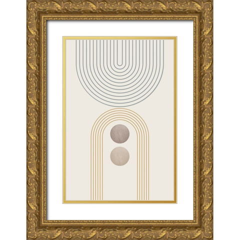 Mid Century Minimalist Boho 1 Gold Ornate Wood Framed Art Print with Double Matting by Urban Epiphany