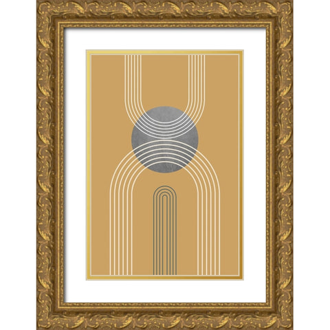 Mid Century Minimalist Boho 2 Gold Ornate Wood Framed Art Print with Double Matting by Urban Epiphany