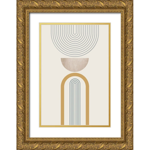 MidCentury Minimalist Boho 3 Gold Ornate Wood Framed Art Print with Double Matting by Urban Epiphany