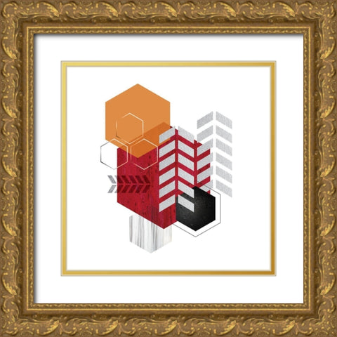 Hot Geo 1 Gold Ornate Wood Framed Art Print with Double Matting by Urban Epiphany