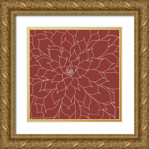 Succulent Red Earth Gold Ornate Wood Framed Art Print with Double Matting by Urban Epiphany