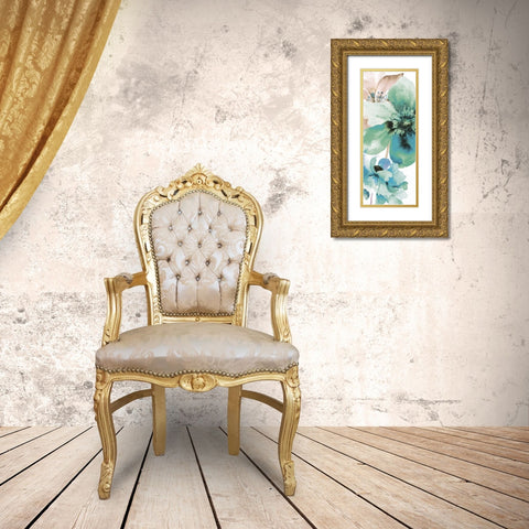 Indigo Petals 2 Gold Ornate Wood Framed Art Print with Double Matting by Brown, Victoria