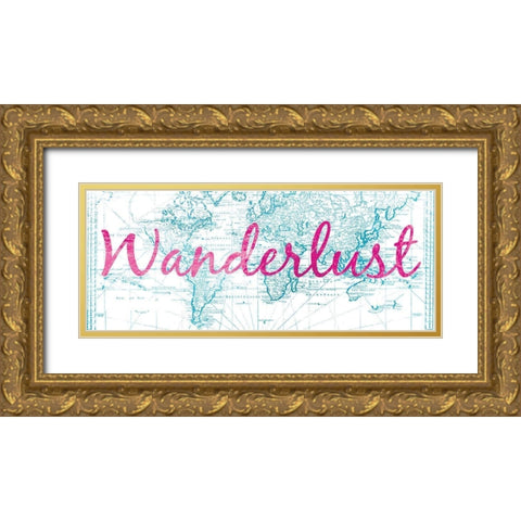 Wanderlust World Gold Ornate Wood Framed Art Print with Double Matting by Brown, Victoria