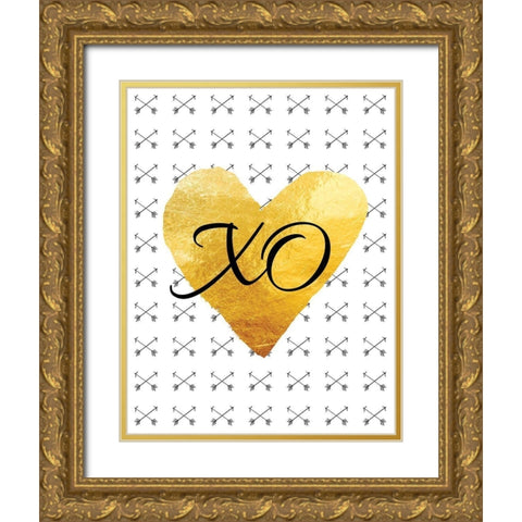 XO Gold Ornate Wood Framed Art Print with Double Matting by Brown, Victoria