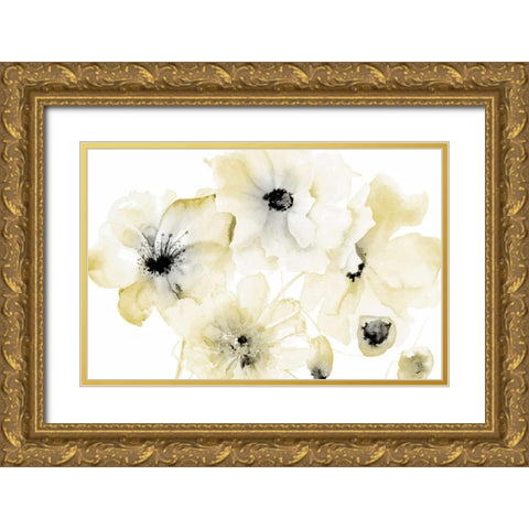 Gray Yellow Flora 4 Gold Ornate Wood Framed Art Print with Double Matting by Brown, Victoria