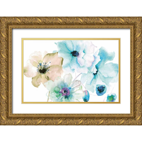 Flora Hues Gold Ornate Wood Framed Art Print with Double Matting by Brown, Victoria