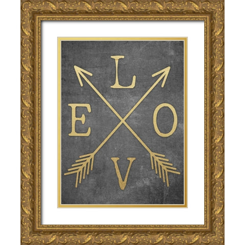 Love Arrows Gold Ornate Wood Framed Art Print with Double Matting by Brown, Victoria