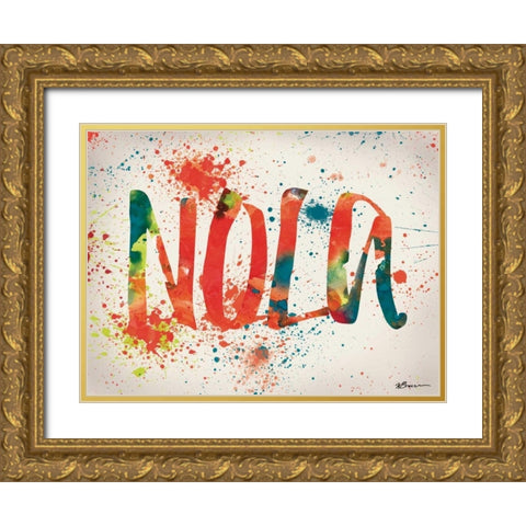 NOLA Watercolor Gold Ornate Wood Framed Art Print with Double Matting by Brown, Victoria