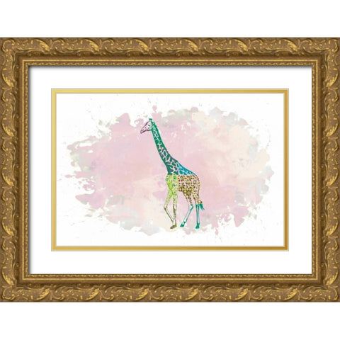 Giraffe Gold Ornate Wood Framed Art Print with Double Matting by Brown,Victoria
