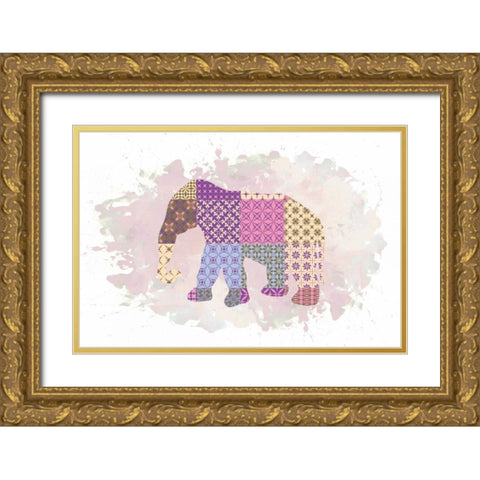 Elephant Gold Ornate Wood Framed Art Print with Double Matting by Brown,Victoria