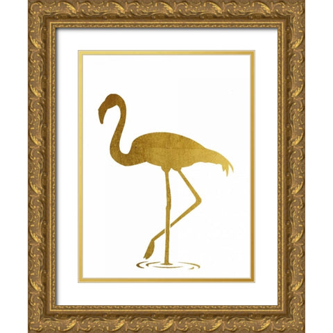Golden Flamingo Gold Ornate Wood Framed Art Print with Double Matting by Brown,Victoria
