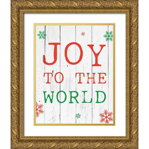 Joy To The World Gold Ornate Wood Framed Art Print with Double Matting by Brown,Victoria