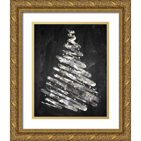 Chalkboard Tree 1 Gold Ornate Wood Framed Art Print with Double Matting by Brown,Victoria