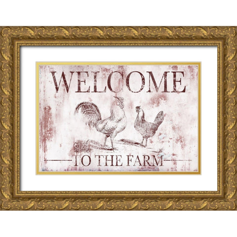 Welcome Farm Gold Ornate Wood Framed Art Print with Double Matting by Brown, Victoria