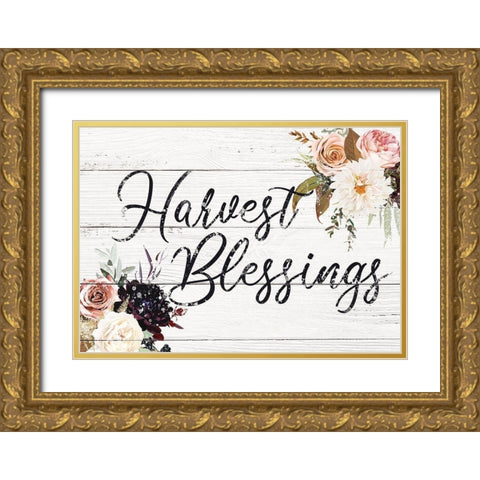 Harvest Blessings Gold Ornate Wood Framed Art Print with Double Matting by Brown, Victoria