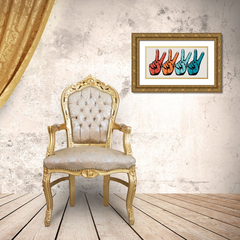 Retro Peace Gold Ornate Wood Framed Art Print with Double Matting by Brown, Denise