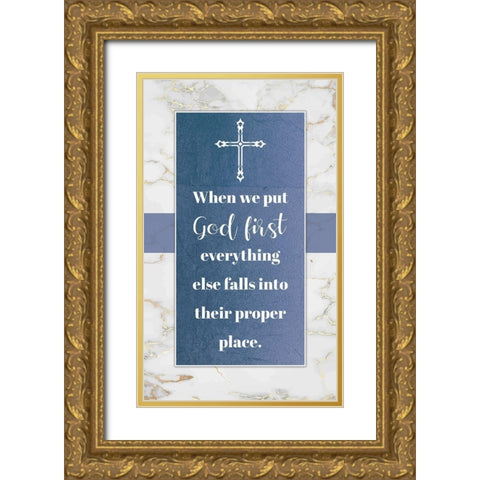 God First Gold Ornate Wood Framed Art Print with Double Matting by Brown, Victoria