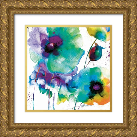 Color Flowers Gold Ornate Wood Framed Art Print with Double Matting by Brown, Victoria