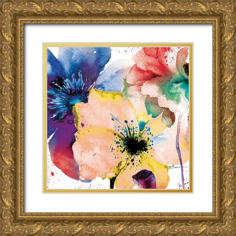 Color Flowers 2 Gold Ornate Wood Framed Art Print with Double Matting by Brown, Victoria