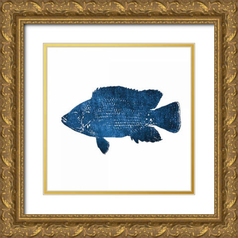 Navy Fish Gold Ornate Wood Framed Art Print with Double Matting by Brown, Victoria