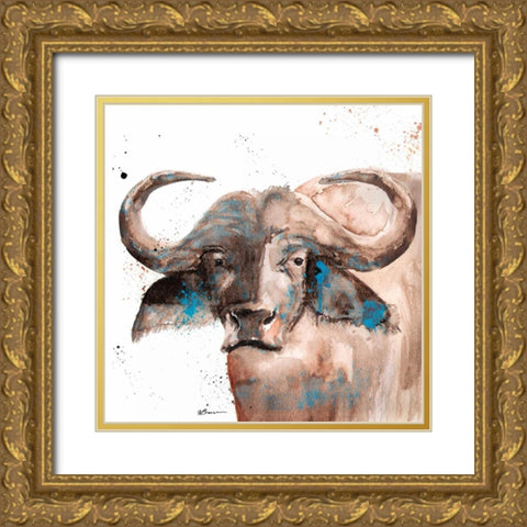 Buffalo Gold Ornate Wood Framed Art Print with Double Matting by Brown,Victoria