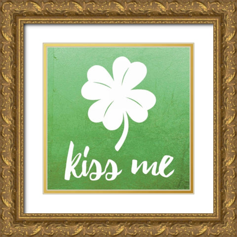 Kiss Me Gold Ornate Wood Framed Art Print with Double Matting by Brown,Victoria