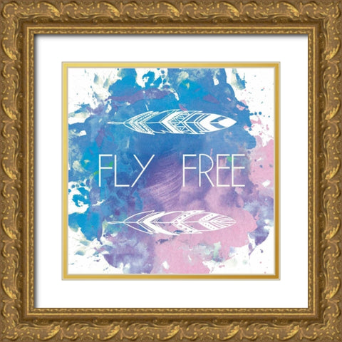 Feathers Gold Ornate Wood Framed Art Print with Double Matting by Brown,Victoria