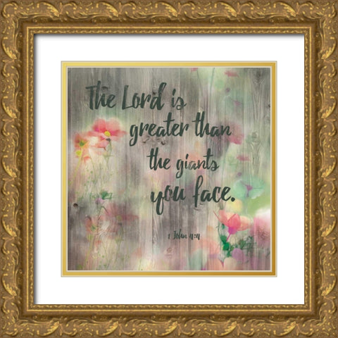 Lord Is Greater Gold Ornate Wood Framed Art Print with Double Matting by Brown,Victoria