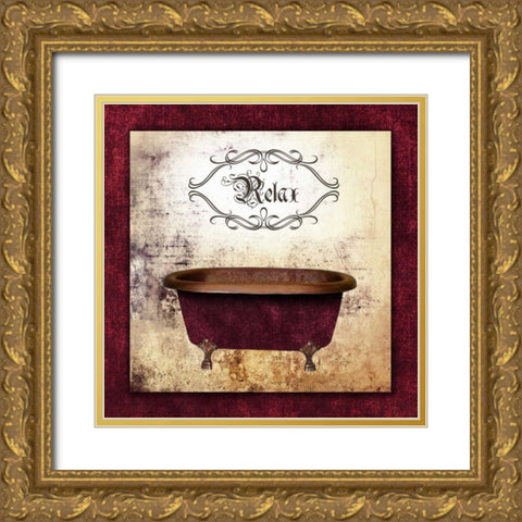 Relax Tub Gold Ornate Wood Framed Art Print with Double Matting by Brown, Victoria
