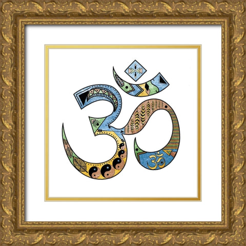 Om Flat Gold Ornate Wood Framed Art Print with Double Matting by Brown, Victoria