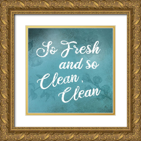 Aqua So Frush Gold Ornate Wood Framed Art Print with Double Matting by Brown, Victoria