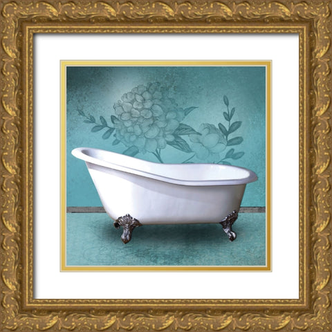 Aqua Tub Gold Ornate Wood Framed Art Print with Double Matting by Brown, Victoria