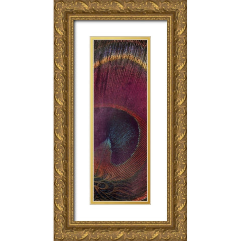 Fused Peacock 2 Gold Ornate Wood Framed Art Print with Double Matting by Brown, Victoria