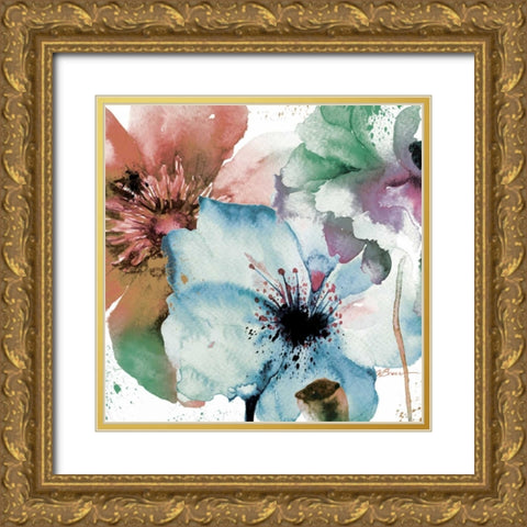 Pink Flowers 2 Gold Ornate Wood Framed Art Print with Double Matting by Brown,Victoria
