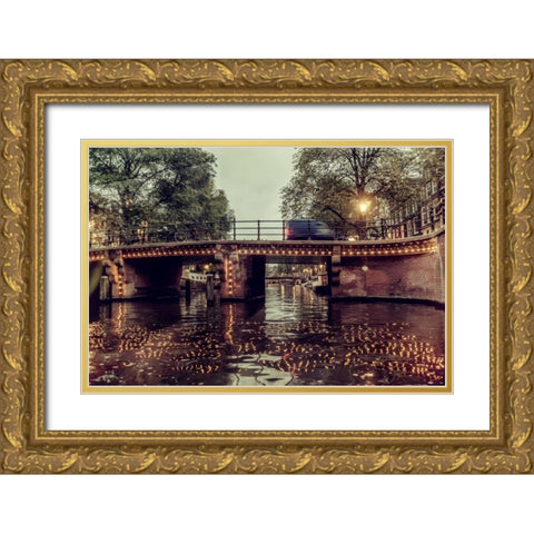 An Amterdam Bridge Gold Ornate Wood Framed Art Print with Double Matting by Kostka, Vladimir