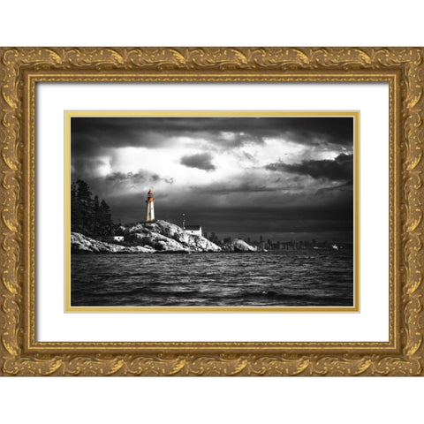 Lighthouse Gold Ornate Wood Framed Art Print with Double Matting by Kostka, Vladimir