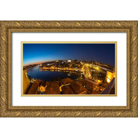 Porto Portugal Gold Ornate Wood Framed Art Print with Double Matting by Kostka, Vladimir