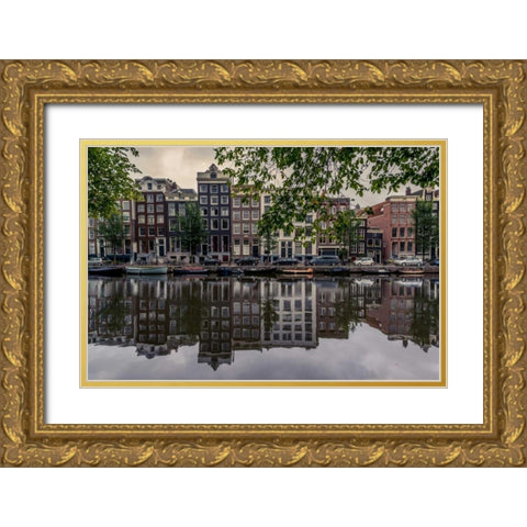 Amsterdam Reflections Gold Ornate Wood Framed Art Print with Double Matting by Kostka, Vladimir